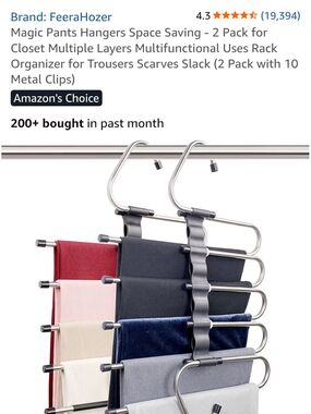 Space-Saving Multi-Layer Pants Hanger - Black & Silver